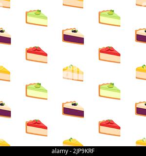 Motif sans couture avec morceaux de cheesecakes. Arrière-plan lumineux avec des tranches de tartes, illustration vectorielle Illustration de Vecteur