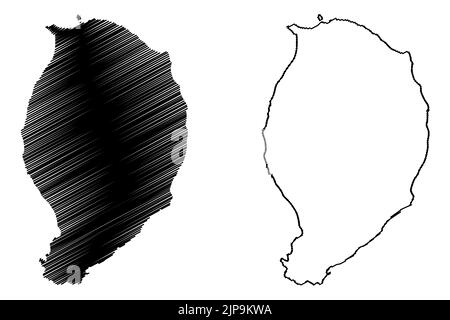 Île de Corvo (Archipel des Açores, Portugal, République portugaise) carte illustration vectorielle, schéma de gribouillage carte d'Ilha do Corvo Illustration de Vecteur