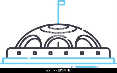 icône de ligne de stade sportif, symbole de contour, illustration vectorielle, signe de concept Illustration de Vecteur