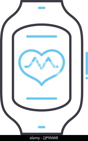 icône de ligne du moniteur de fréquence cardiaque, symbole de contour, illustration vectorielle, signe de concept Illustration de Vecteur