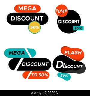 Les icônes de méga-rabais sont isolées sur fond blanc Illustration de Vecteur