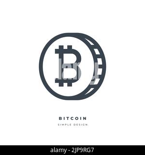 Icône de ligne mince de crypto-monnaie Bitcoin. Illustration de Vecteur