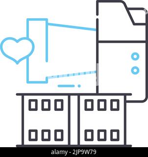 icône de ligne d'article vidéo, symbole de contour, illustration vectorielle, signe de concept Illustration de Vecteur