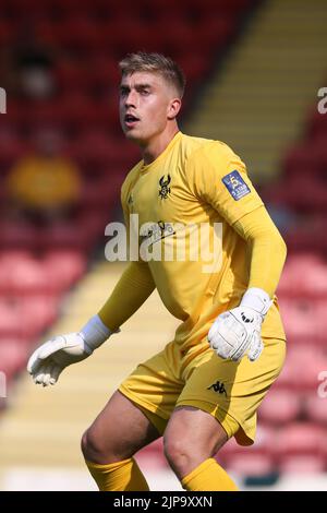 Tom Palmer, gardien des Harriers de Kidderminster, lors du match de la Ligue nationale de Vanarama au stade Aggborough, Kidderminster. Date de la photo: Samedi 13 août 2022. Banque D'Images