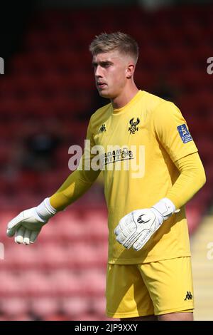 Tom Palmer, gardien des Harriers de Kidderminster, lors du match de la Ligue nationale de Vanarama au stade Aggborough, Kidderminster. Date de la photo: Samedi 13 août 2022. Banque D'Images