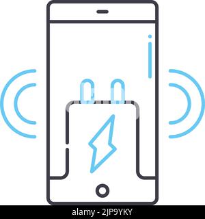 icône de ligne de charge sans fil, symbole de contour, illustration vectorielle, signe de concept Illustration de Vecteur