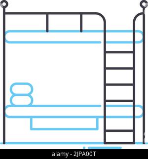 icône de ligne de lit à deux niveaux, symbole de contour, illustration vectorielle, signe de concept Illustration de Vecteur