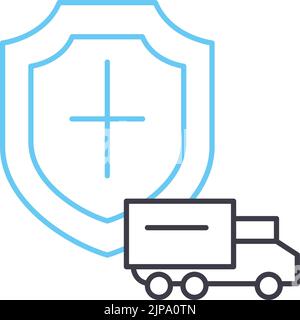 icône de ligne d'assurance logistique, symbole de contour, illustration vectorielle, signe de concept Illustration de Vecteur