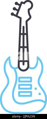 icône de ligne de guitare, symbole de contour, illustration vectorielle, signe de concept Illustration de Vecteur