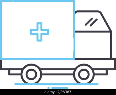 icône de ligne de livraison de médicaments, symbole de contour, illustration vectorielle, signe de concept Illustration de Vecteur