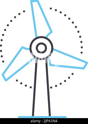 icône de ligne d'éolienne, symbole de contour, illustration vectorielle, signe de concept Illustration de Vecteur