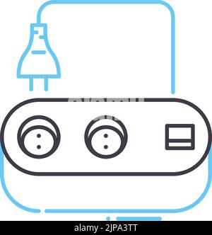 icône de ligne de la carte d'alimentation, symbole de contour, illustration vectorielle, signe de concept Illustration de Vecteur