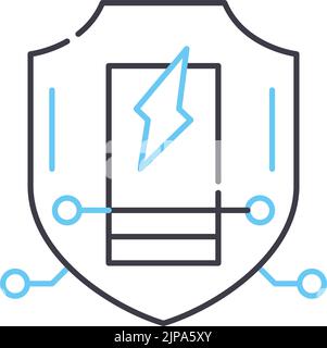 icône de ligne de protection basse tension, symbole de contour, illustration vectorielle, signe de concept Illustration de Vecteur