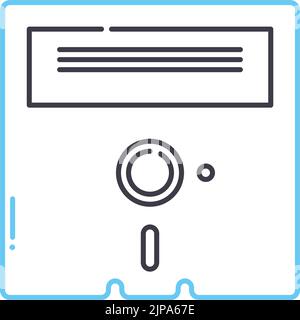 icône de ligne de disquette, symbole de contour, illustration vectorielle, signe de concept Illustration de Vecteur