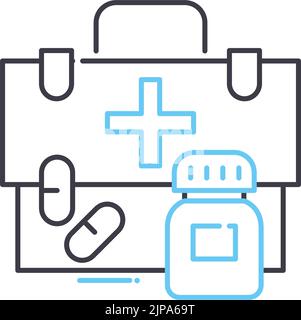 icône de ligne de sac de médicaments, symbole de contour, illustration vectorielle, signe de concept Illustration de Vecteur