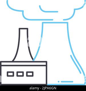 icône de ligne de centrale électrique, symbole de contour, illustration vectorielle, signe de concept Illustration de Vecteur