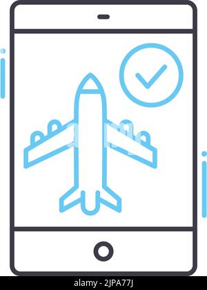 icône de ligne de réservation en ligne, symbole de contour, illustration vectorielle, signe de concept Illustration de Vecteur