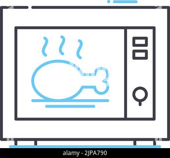 icône de la ligne de poulet rôti, symbole de contour, illustration vectorielle, signe de concept Illustration de Vecteur