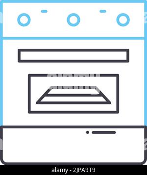 icône de ligne de four de cuisinière, symbole de contour, illustration vectorielle, signe de concept Illustration de Vecteur