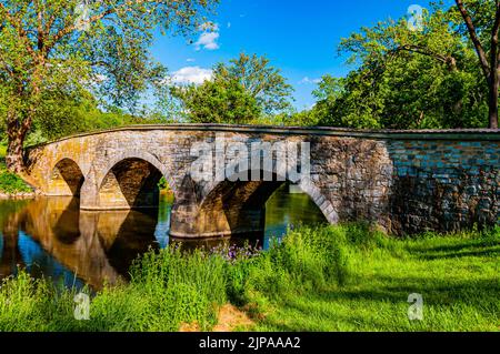 Historique Burnside Bridge, champ de bataille national d'Antietam, Maryland, États-Unis, Sharpsburg, Maryland Banque D'Images