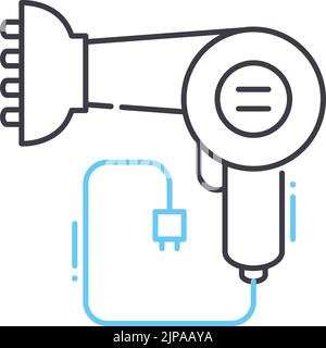 icône de ligne de sèche-cheveux, symbole de contour, illustration vectorielle, signe de concept Illustration de Vecteur