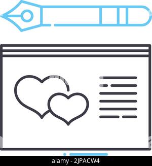 icône de ligne de carte de mariage, symbole de contour, illustration vectorielle, signe de concept Illustration de Vecteur