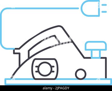 icône de ligne de planer d'outil électrique, symbole de contour, illustration vectorielle, signe de concept Illustration de Vecteur