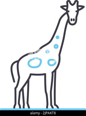 icône de ligne de girafe, symbole de contour, illustration vectorielle, signe de concept Illustration de Vecteur