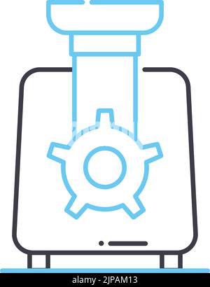 icône de ligne du moulin à viande, symbole de contour, illustration vectorielle, signe de concept Illustration de Vecteur