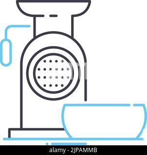 icône de la ligne du moulin à viande de la cuisine, symbole de contour, illustration vectorielle, signe de concept Illustration de Vecteur