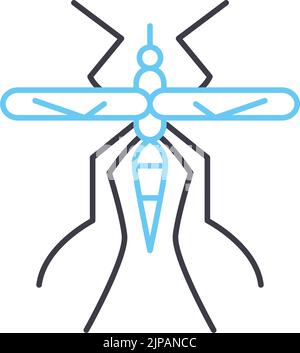 icône de ligne de moustique, symbole de contour, illustration de vecteur, signe de concept Illustration de Vecteur