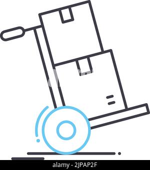 icône de ligne de livraison de produit, symbole de contour, illustration vectorielle, signe de concept Illustration de Vecteur