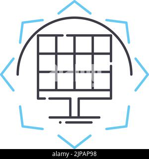 icône de ligne de cellule solaire, symbole de contour, illustration vectorielle, signe de concept Illustration de Vecteur