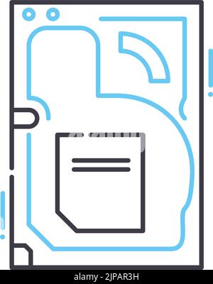 icône de ligne de disque dur, symbole de contour, illustration vectorielle, signe de concept Illustration de Vecteur