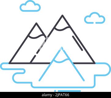 icône de ligne de montagnes, symbole de contour, illustration vectorielle, signe de concept Illustration de Vecteur