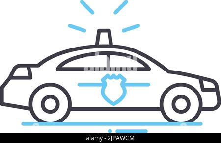 icône de ligne de voiture de police, symbole de contour, illustration vectorielle, signe de concept Illustration de Vecteur