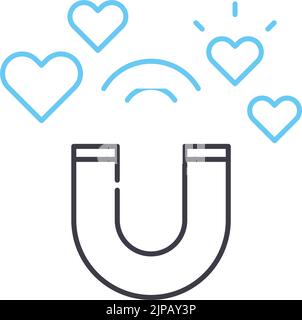 icône de ligne de puissance d'influence, symbole de contour, illustration vectorielle, signe de concept Illustration de Vecteur