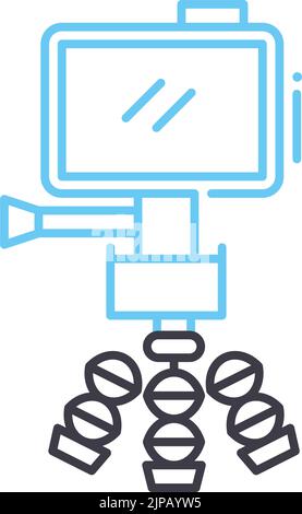 icône de ligne de caméra film professionnelle, symbole de contour, illustration vectorielle, signe de concept Illustration de Vecteur