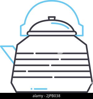 icône de la ligne de la bouilloire chaude, symbole de contour, illustration vectorielle, signe de concept Illustration de Vecteur