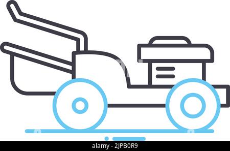 icône de ligne de la tondeuse, symbole de contour, illustration vectorielle, signe de concept Illustration de Vecteur