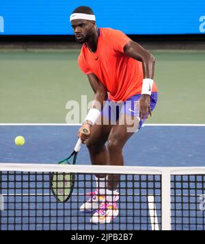 15 août 2022: Frances Tiafoe (Etats-Unis) a battu Matteo Berrettini (ITA) 7-6, 6-4, à l'Open de l'Ouest et du Sud en étant joué au Lindner Family tennis Centre à Cincinnati, Ohio/Etats-Unis © Leslie Billman/Tennisclix/Cal Sport Media Banque D'Images