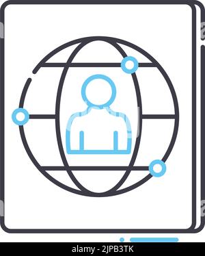 icône de ligne de contact globale, symbole de contour, illustration vectorielle, signe de concept Illustration de Vecteur