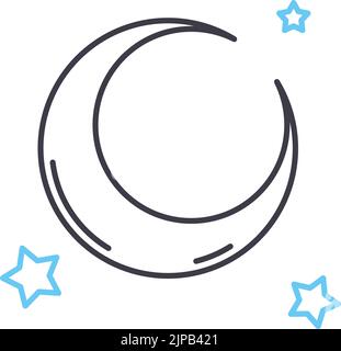 icône de ligne de ramadan de lune, symbole de contour, illustration vectorielle, signe de concept Illustration de Vecteur