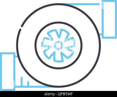 icône de ligne de turbocompresseur, symbole de contour, illustration vectorielle, signe de concept Illustration de Vecteur