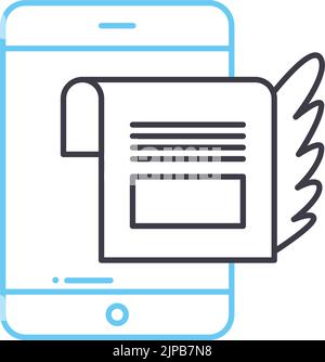icône de ligne de flux d'actualités, symbole de contour, illustration vectorielle, signe de concept Illustration de Vecteur