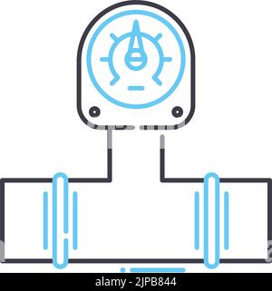 icône de ligne du manomètre de gaz, symbole de contour, illustration vectorielle, signe concept Illustration de Vecteur