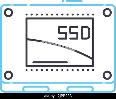 icône de ligne de lecteur ssd, symbole de contour, illustration vectorielle, signe de concept Illustration de Vecteur