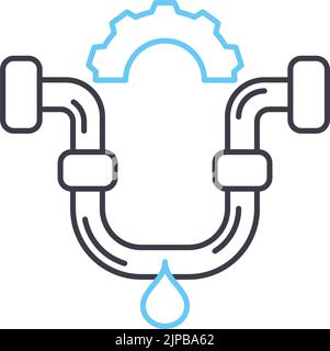 icône de ligne du système sanitaire, symbole de contour, illustration vectorielle, signe de concept Illustration de Vecteur