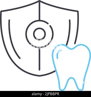 icône de ligne de protection des dents, symbole de contour, illustration vectorielle, signe de concept Illustration de Vecteur