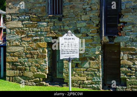 Port Deposit, MD, États-Unis – 13 août 2022 : le moulin Rock Run était un moulin à grames établi en 1725, situé près de l'entrée de la ville actuelle. Banque D'Images